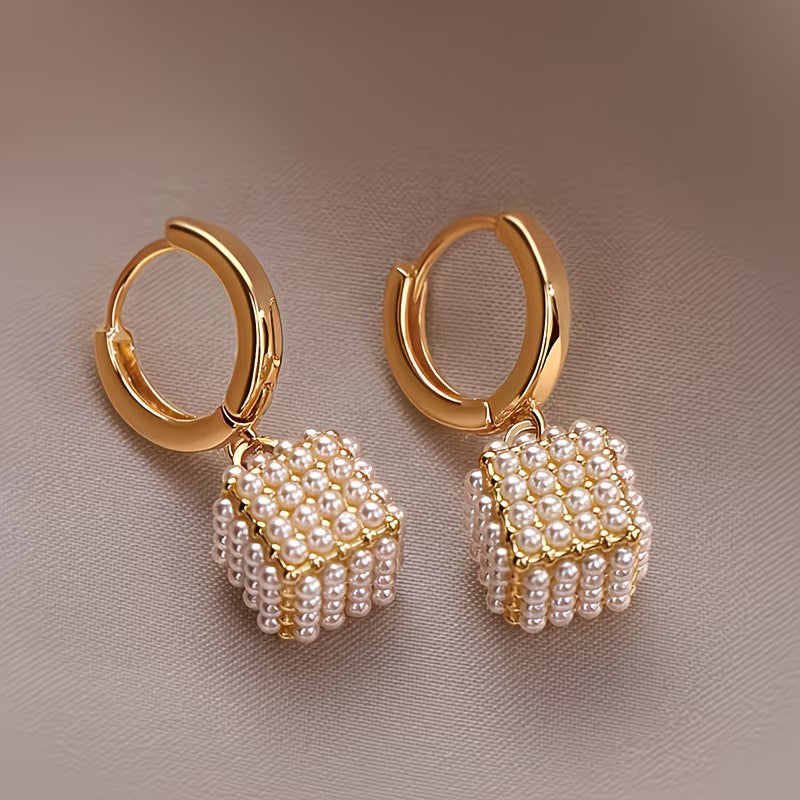 Boucles d'oreilles cube de perles