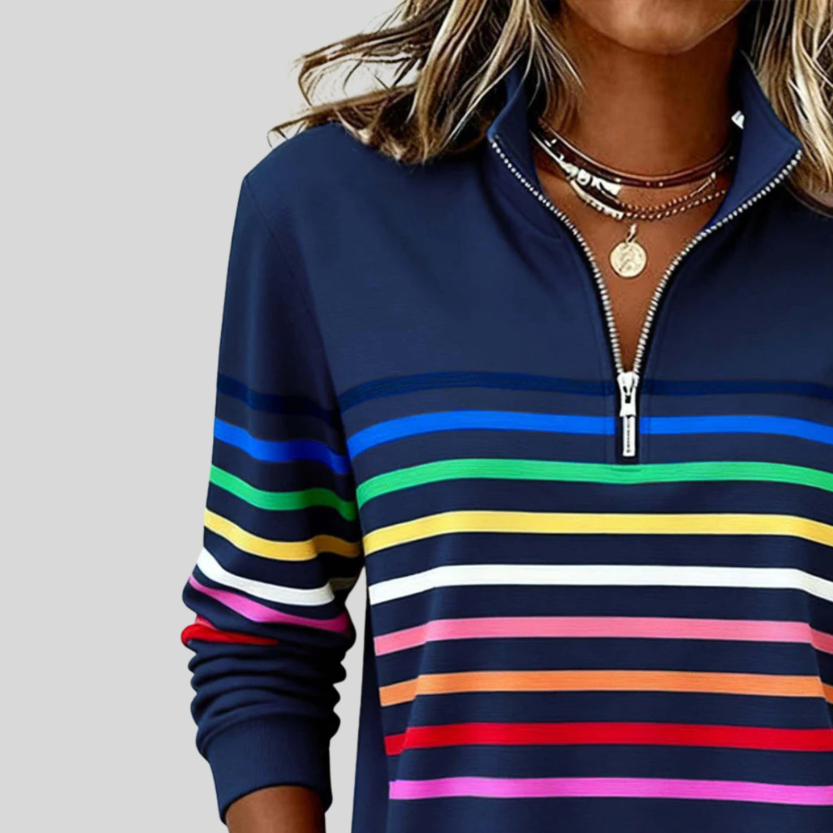 Prismette | Veste polaire à demi-zip à rayures colorées