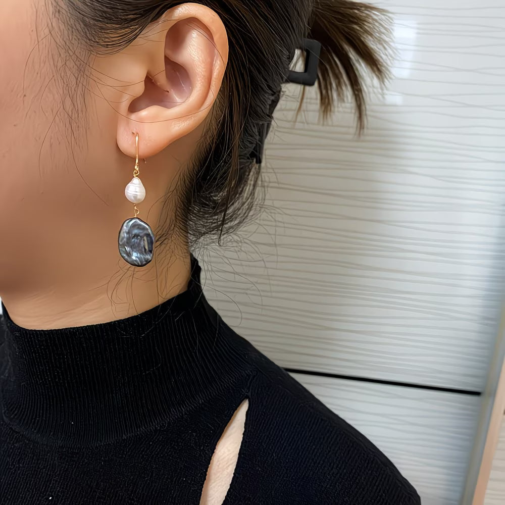 Boucles d'oreilles pendantes perles paon