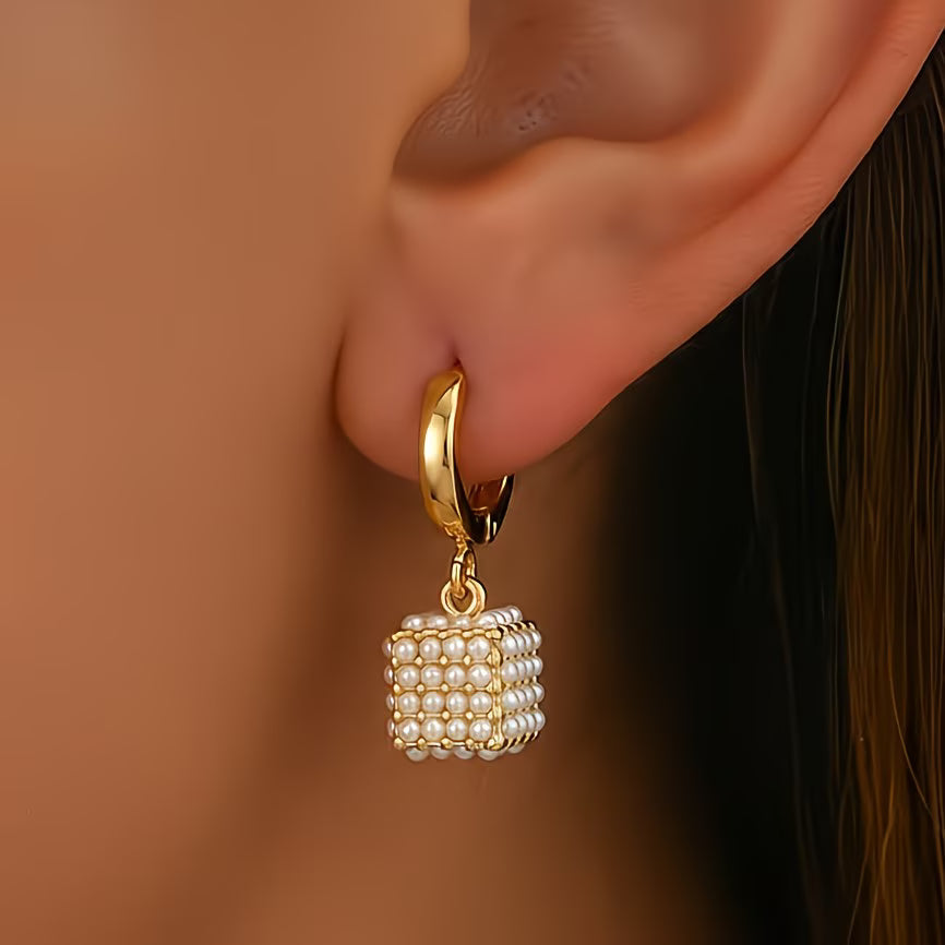 Boucles d'oreilles cube de perles