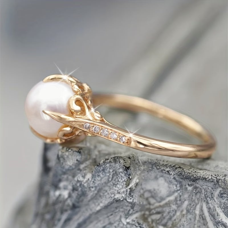 Bague délicate avec perle & cristal