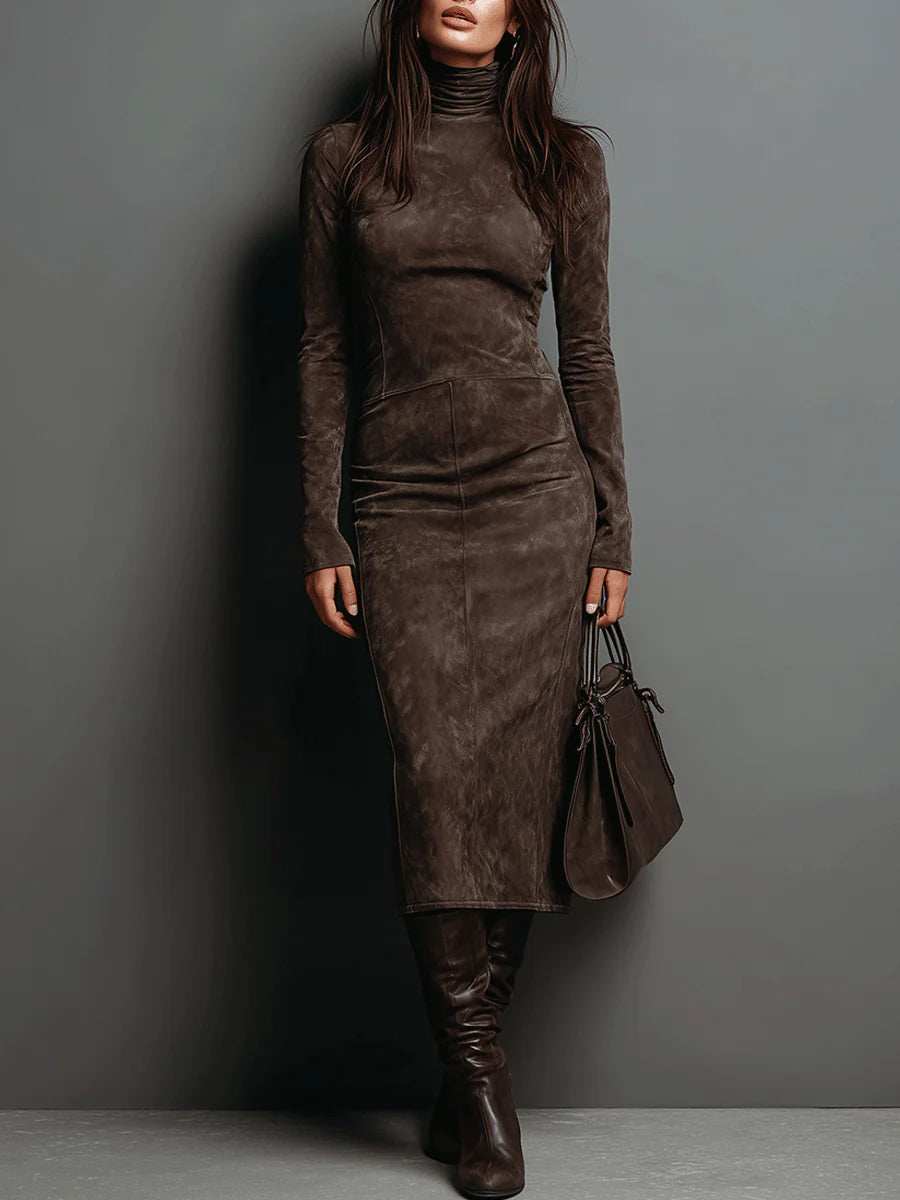 Lorène | Robe midi marron