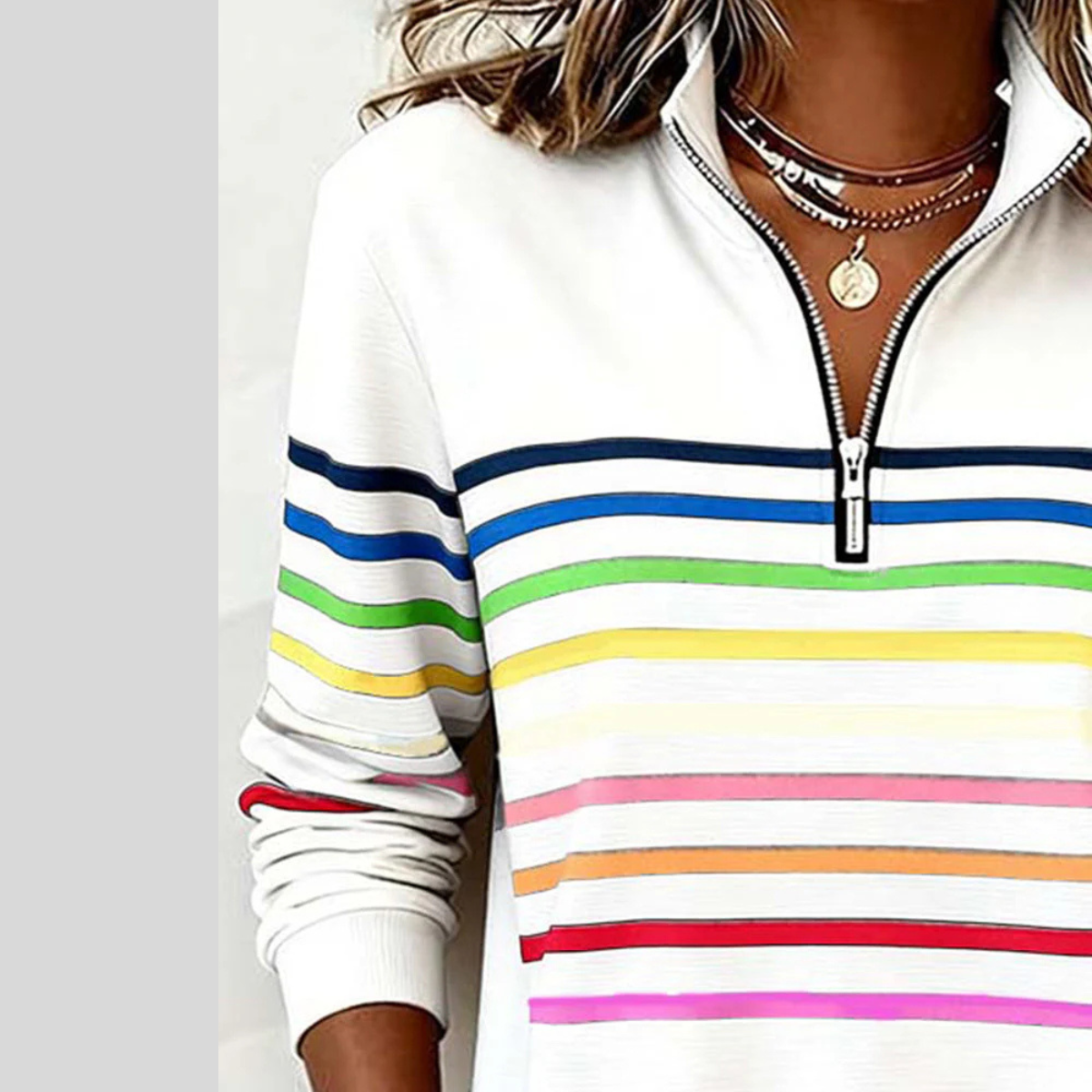 Prismette | Veste polaire à demi-zip à rayures colorées