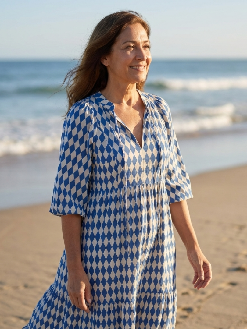 Elodie | Robe midi à motif diamant