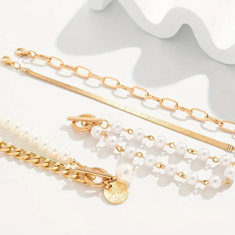 Ensemble luxueux de bracelets en perles superposés