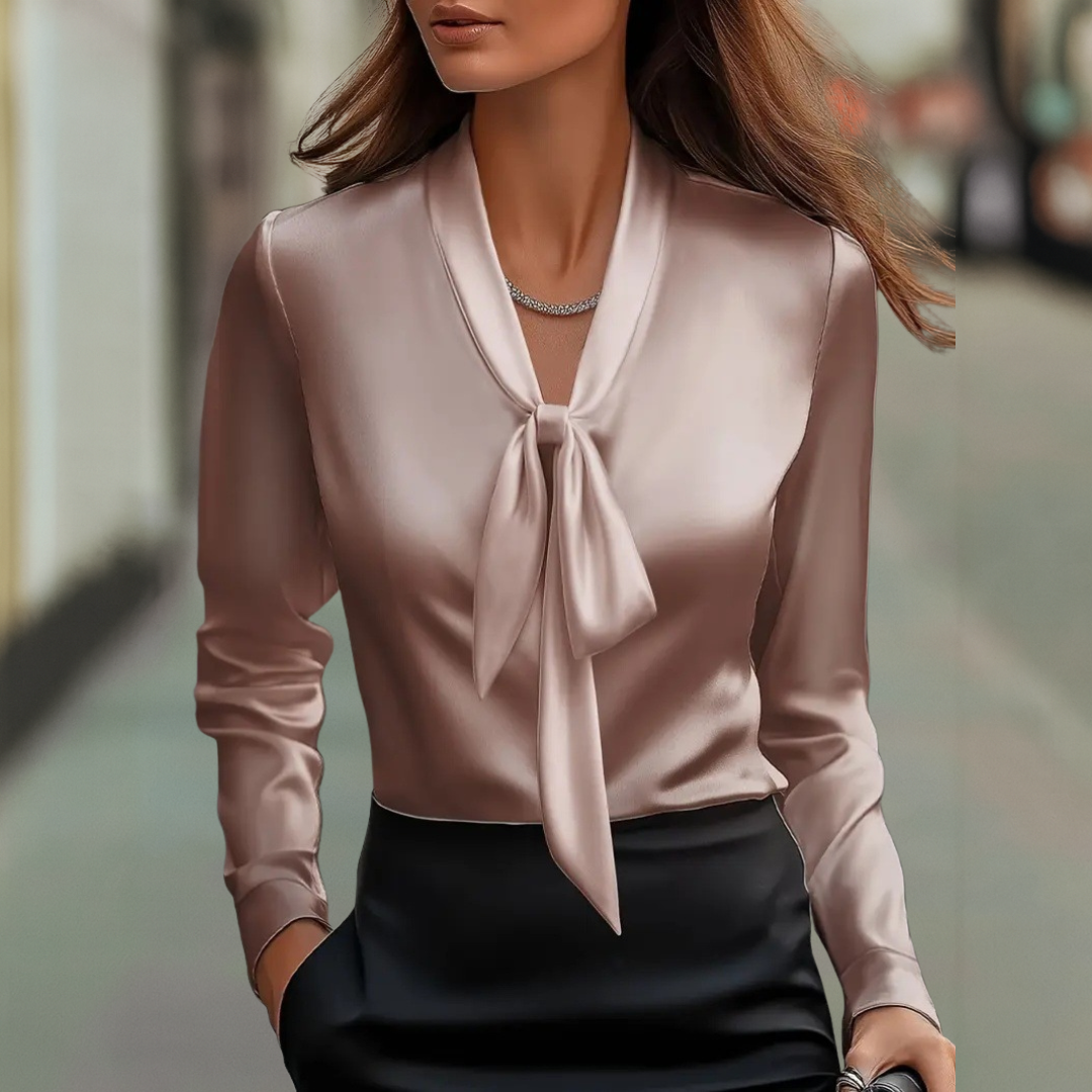 Alicia Luxe Satin-Halsband Damenbluse aus Seide