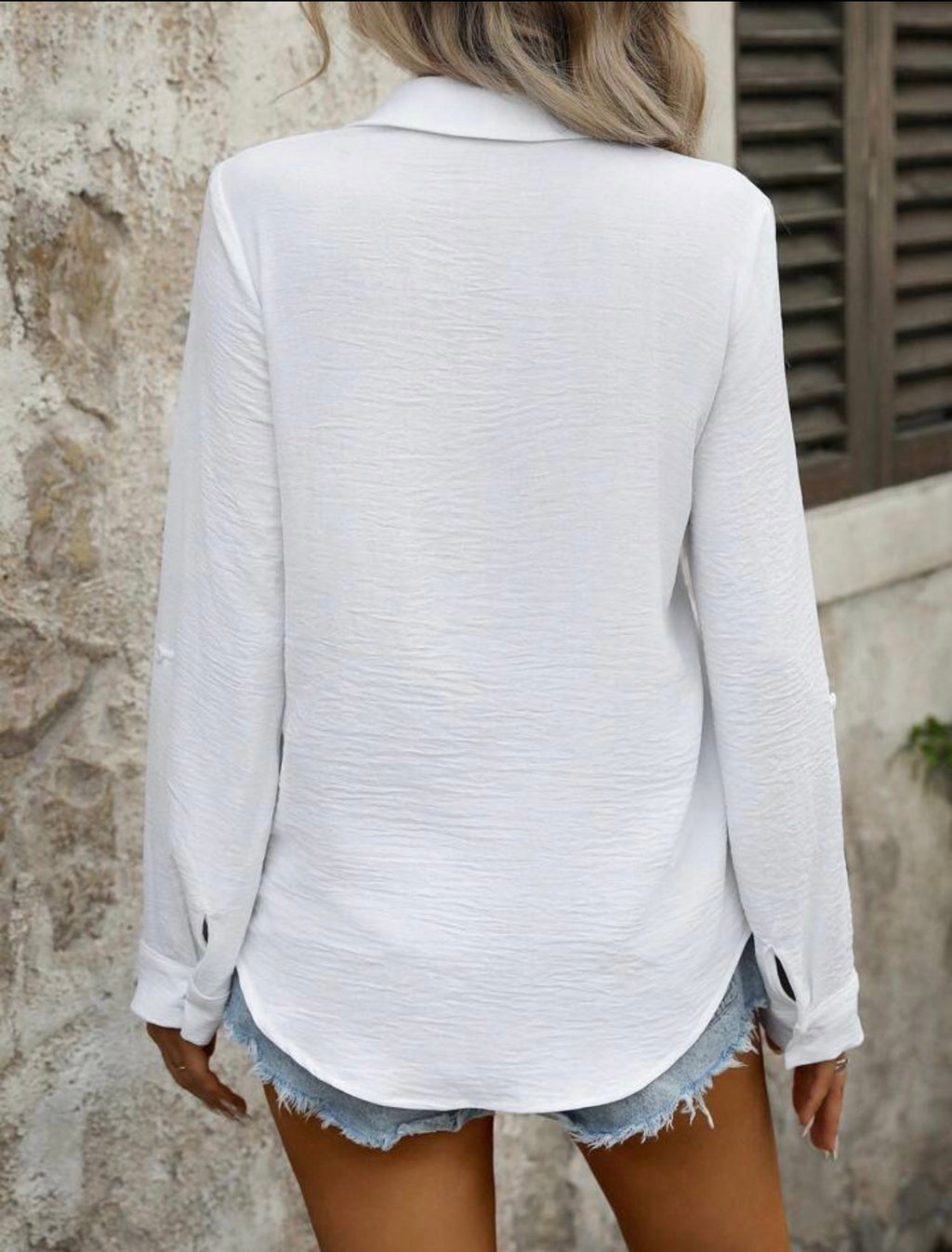 Damen Klassisches Leinenhemd mit Knopfdetails