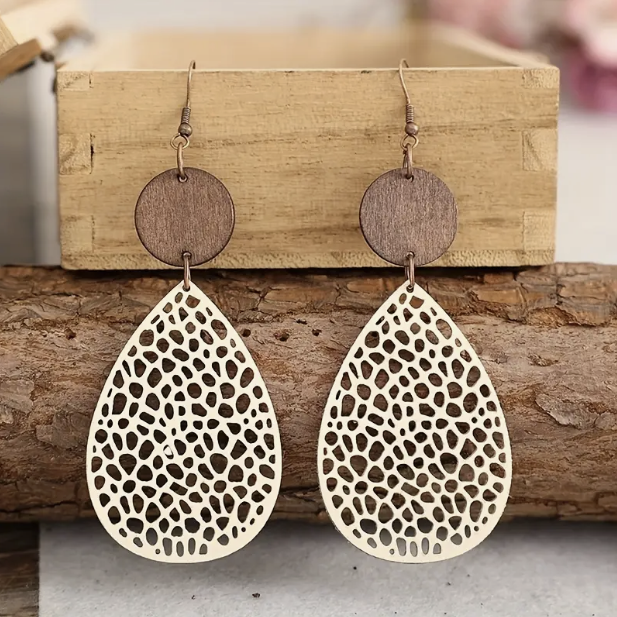 Boucles d'oreilles pendantes en cuir rétro