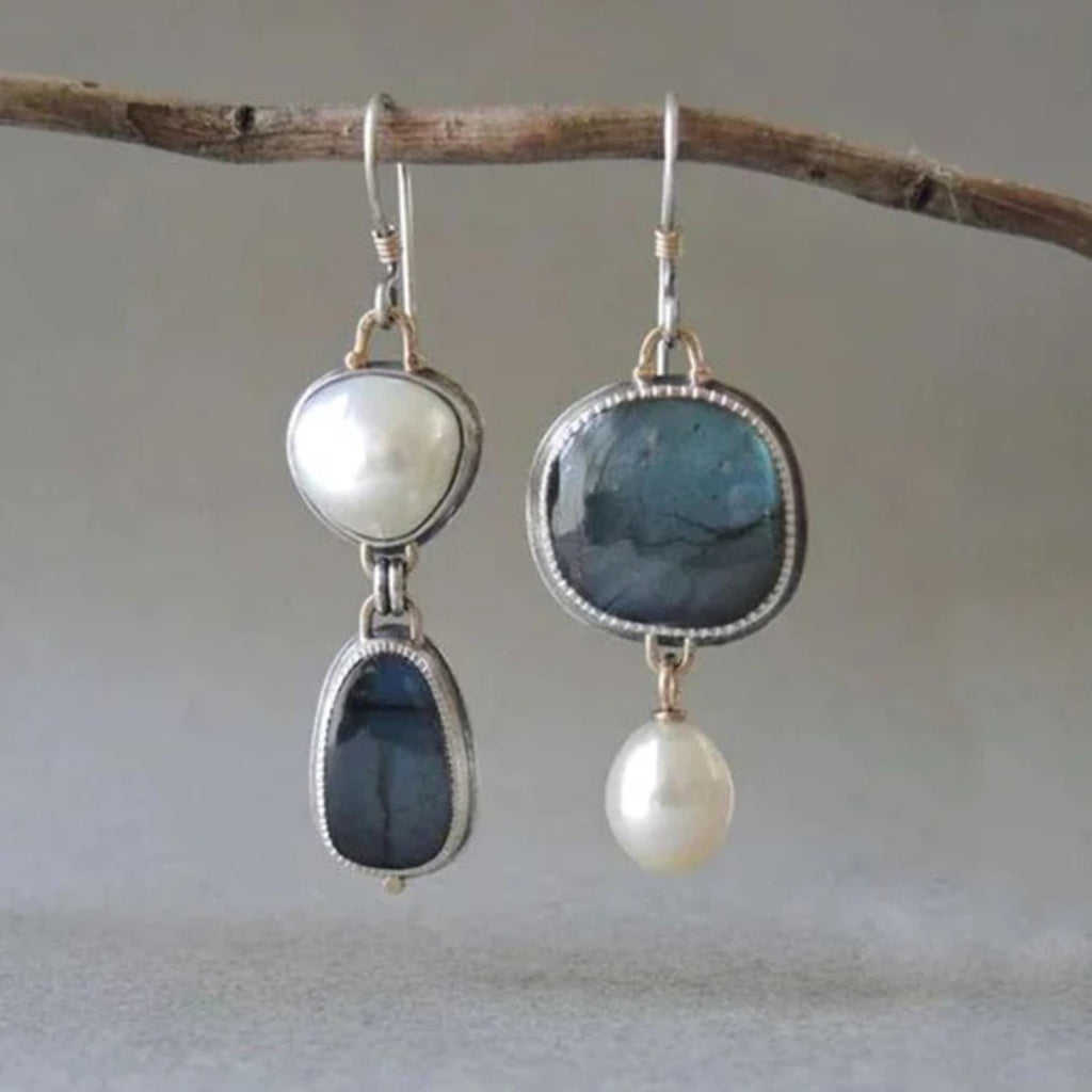 Boucles d'oreilles élégantes à perles bleues
