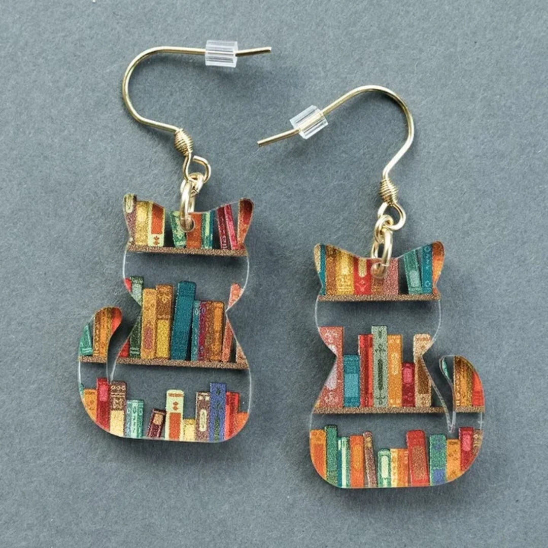 Boucles d'oreilles rétro colorées en forme de chat