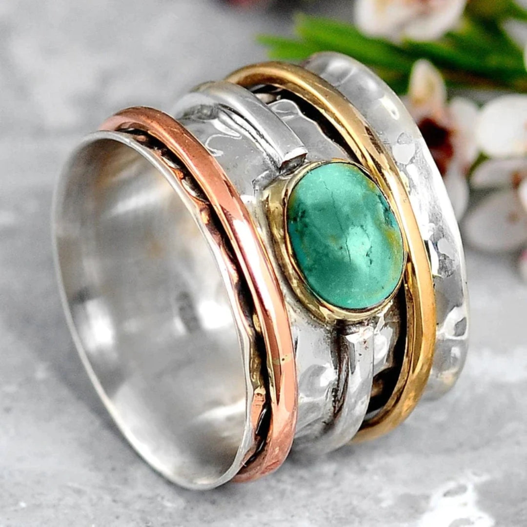 Boucles d'oreilles vintage turquoise en or et argent