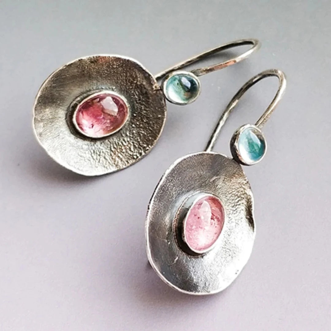 Boucles d'oreilles vintage bicolores en argent sterling