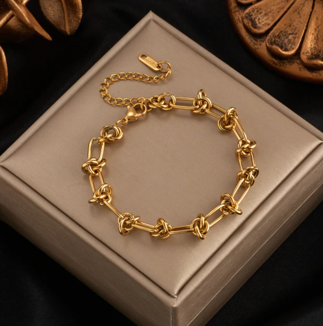 Bracelet à chaîne moderniste plaqué or 18 carats