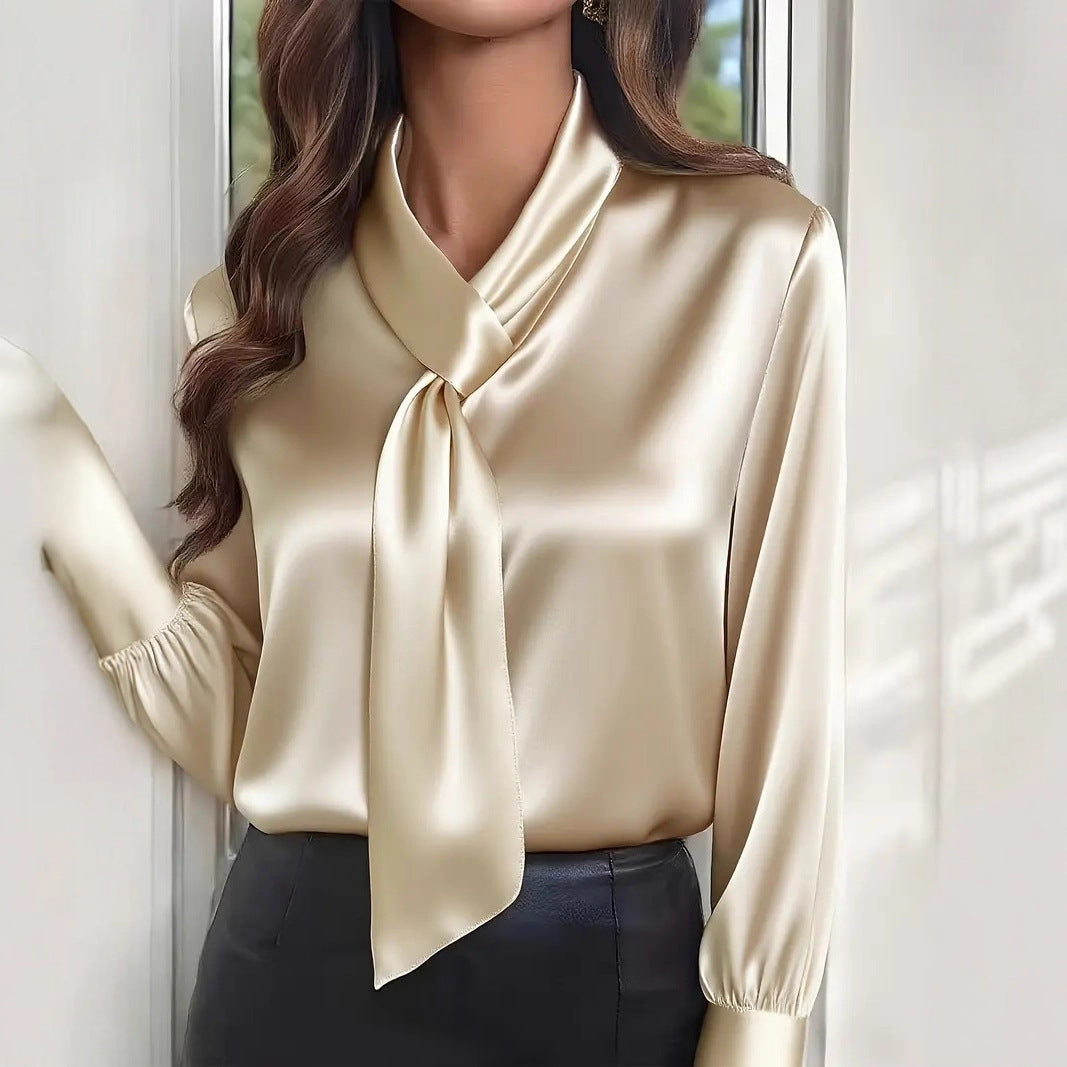 Aria Elegante Satin-Halsbandbluse für Damen