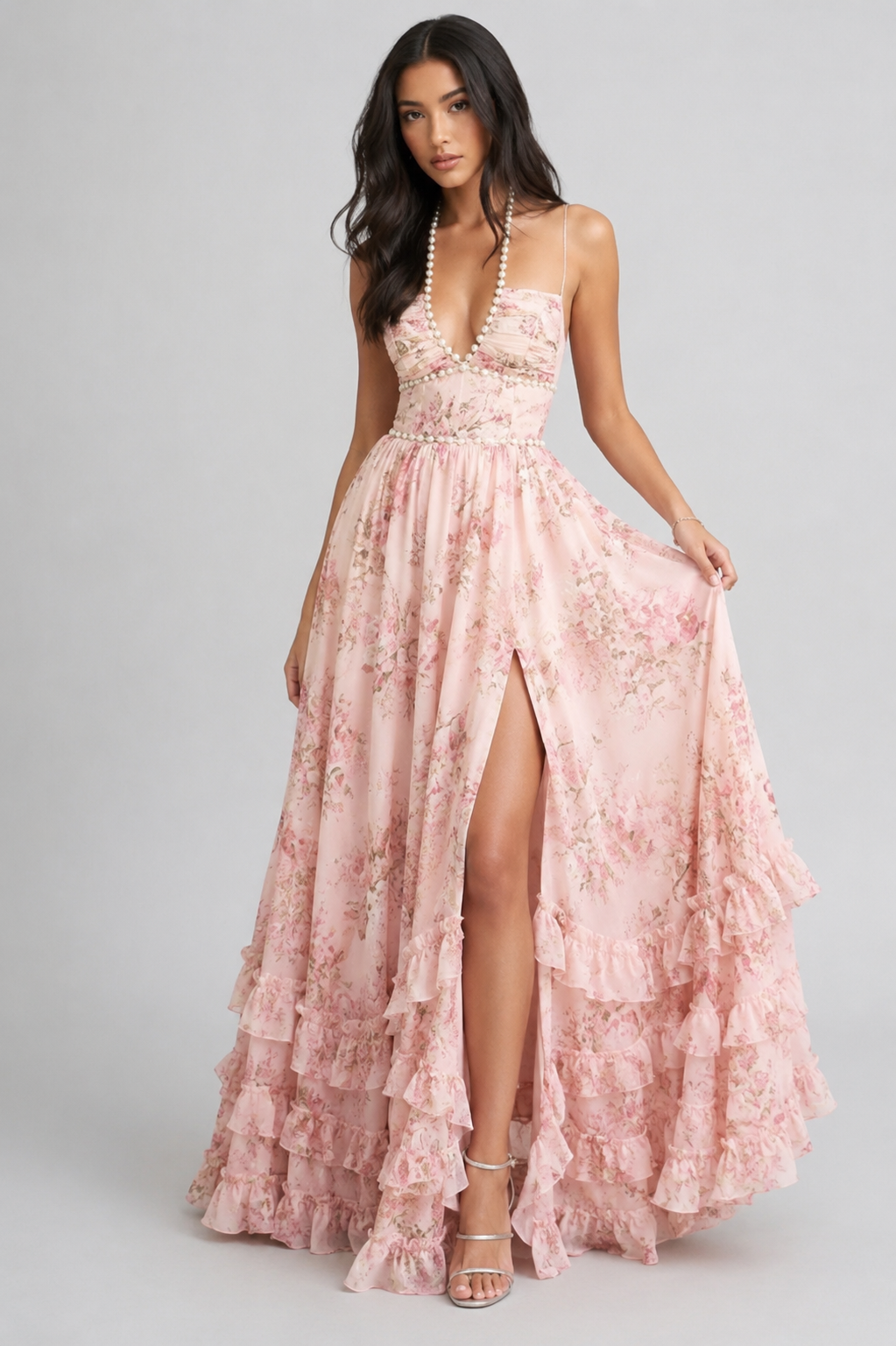VALESKA | Elegantes Maxikleid im Vintage-Blumenmuster