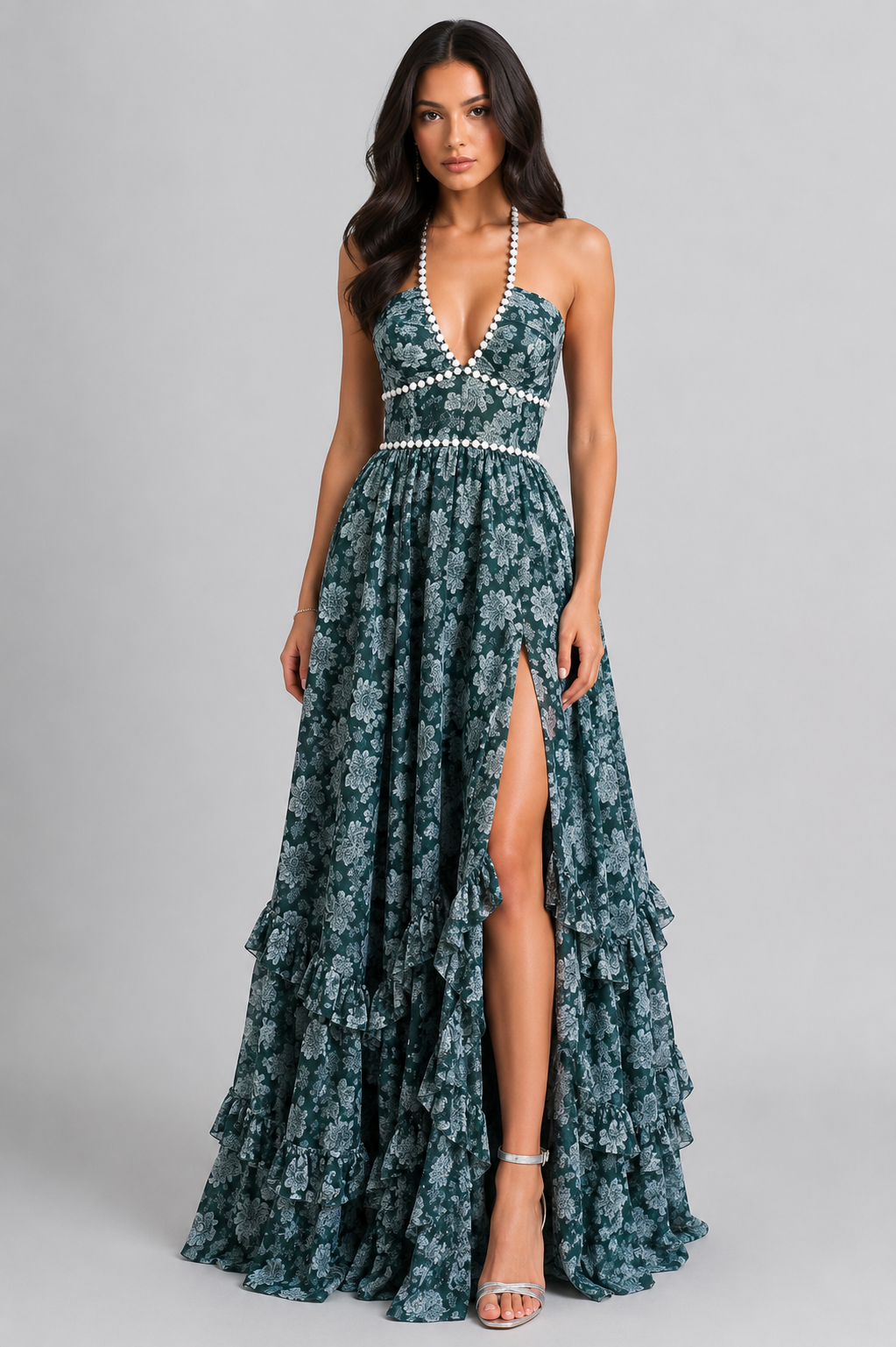 VALESKA | Elegantes Maxikleid im Vintage-Blumenmuster