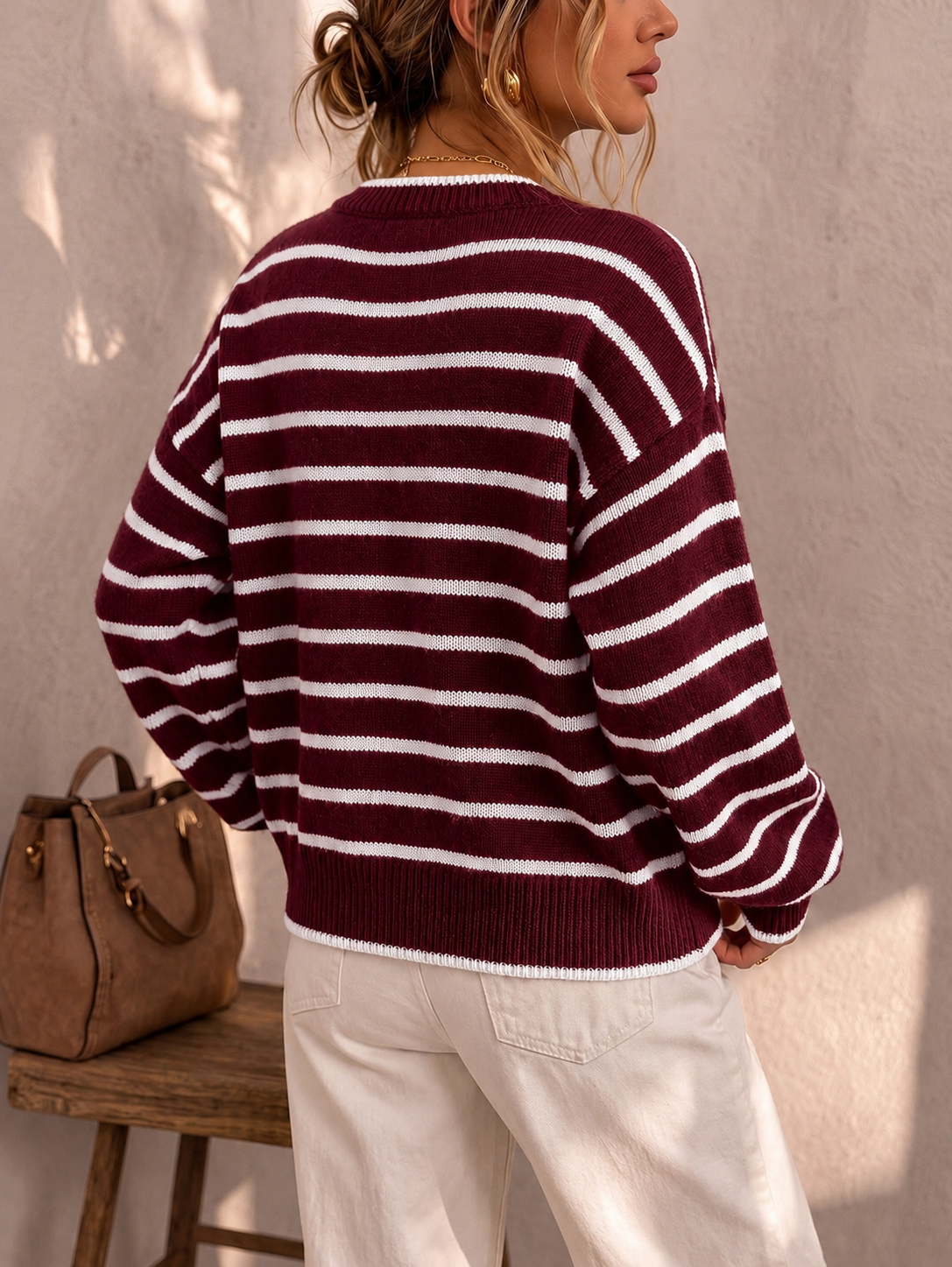 Céliane | Cardigan en maille rayé chic