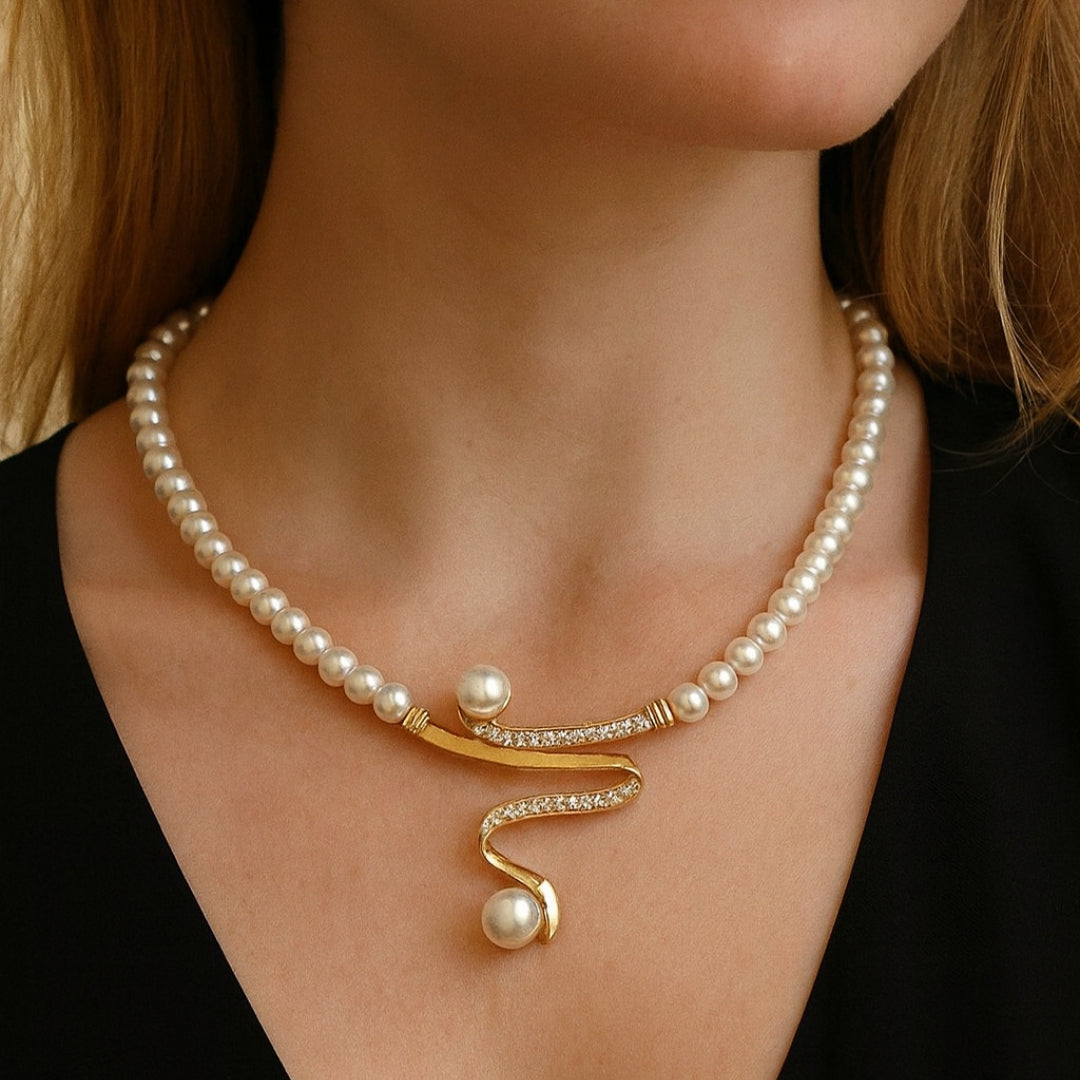 Ensemble de bijoux perles ondulées élégant