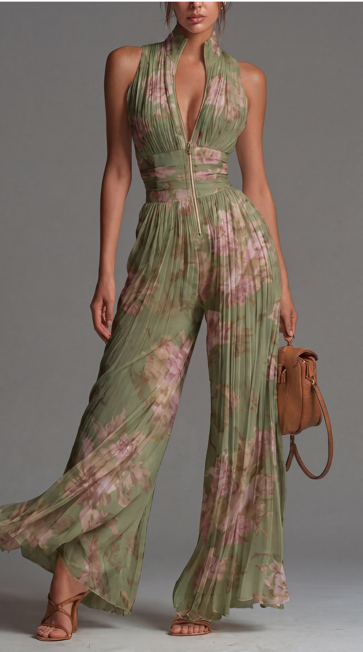 Rosie | Tuta in chiffon plissettato floreale