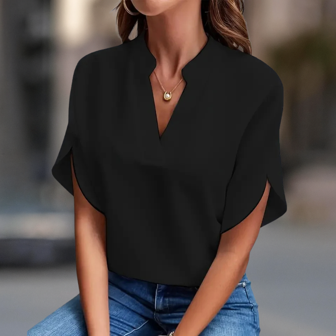 Elena Elegante Damenbluse mit V-Ausschnitt