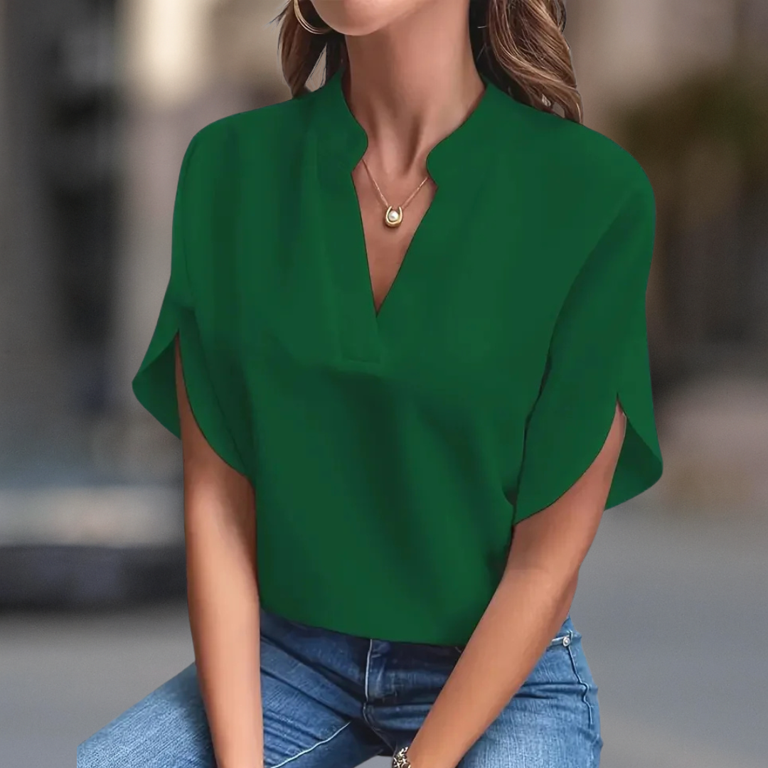 Elena Elegante Damenbluse mit V-Ausschnitt