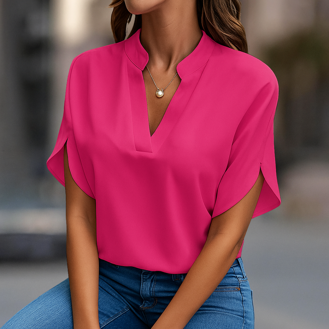 Elena Elegante Damenbluse mit V-Ausschnitt