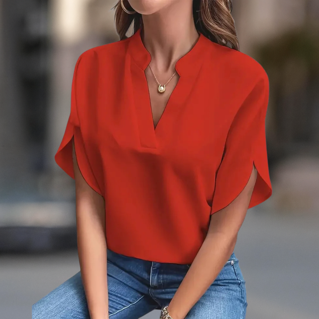 Elena Elegante Damenbluse mit V-Ausschnitt