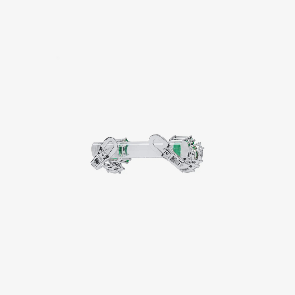 Boucles d'oreilles éclatantes en diamant et émeraude