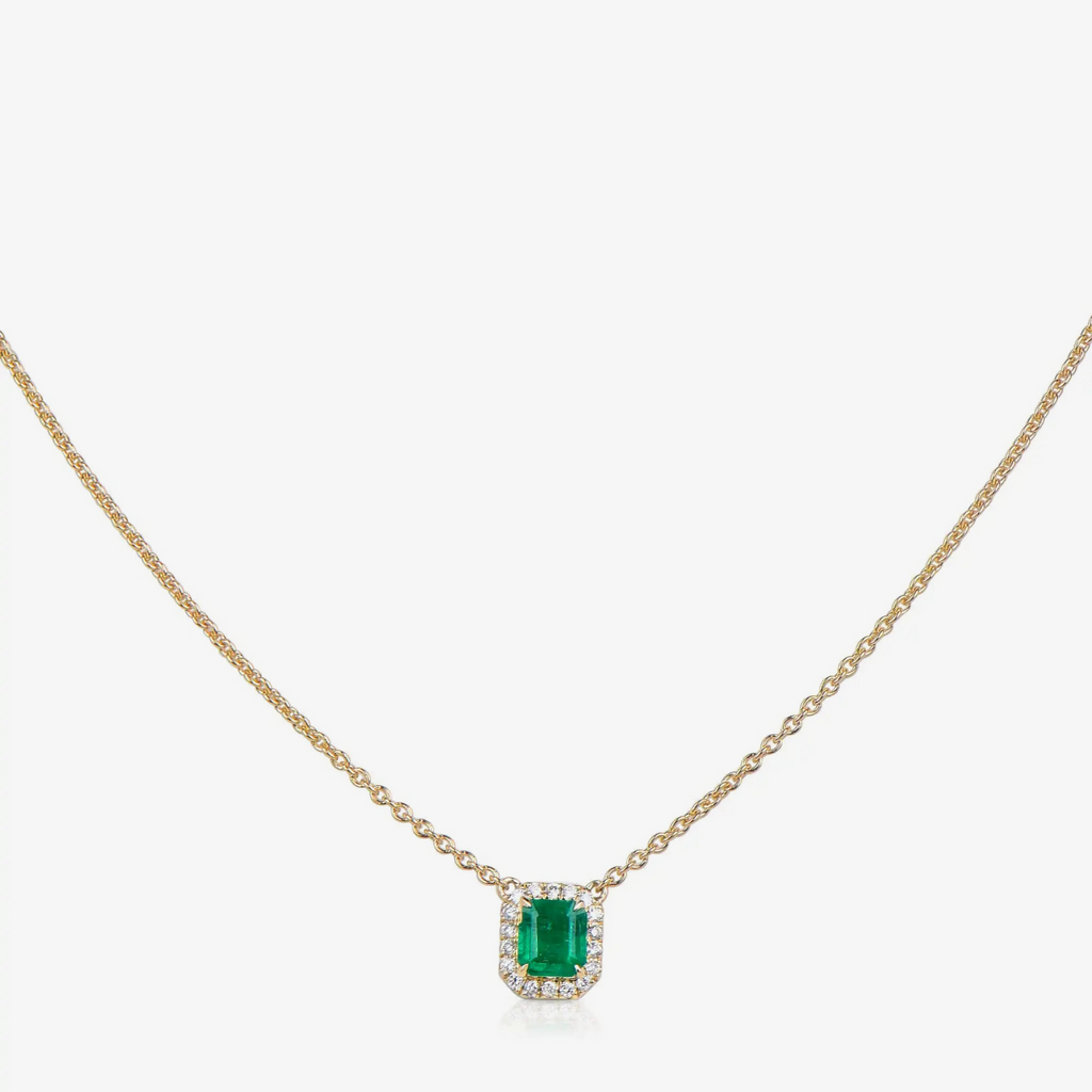 Collana Emeraude con alone di diamanti