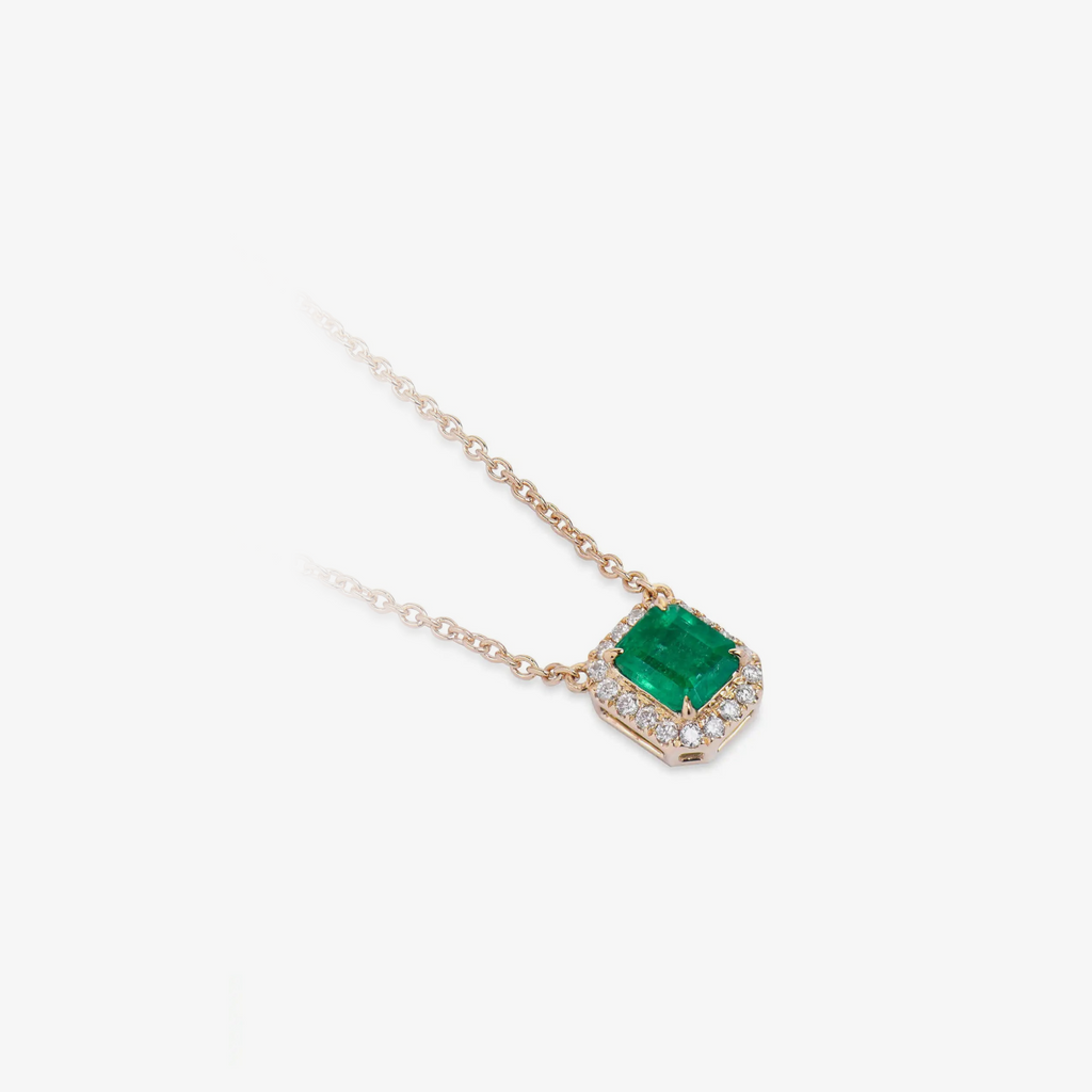 Collana Emeraude con alone di diamanti
