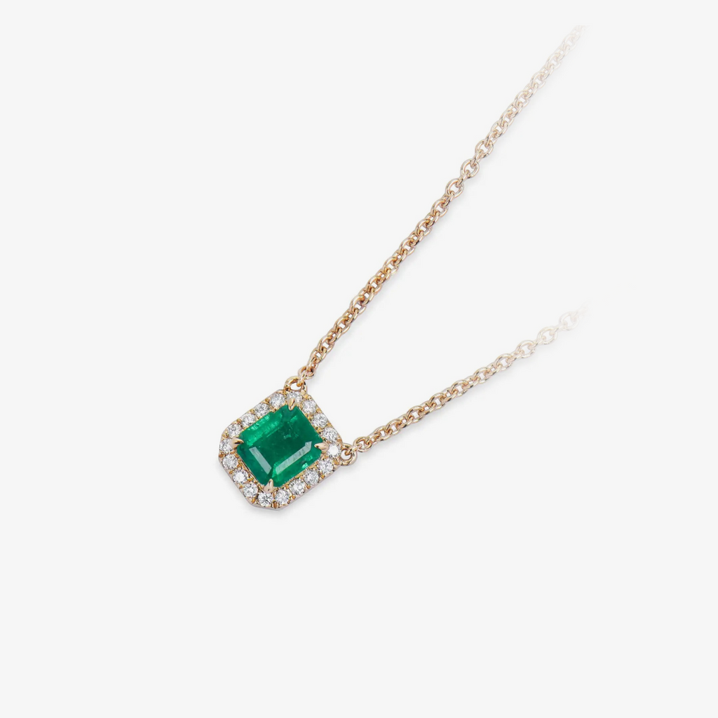 Collana Emeraude con alone di diamanti