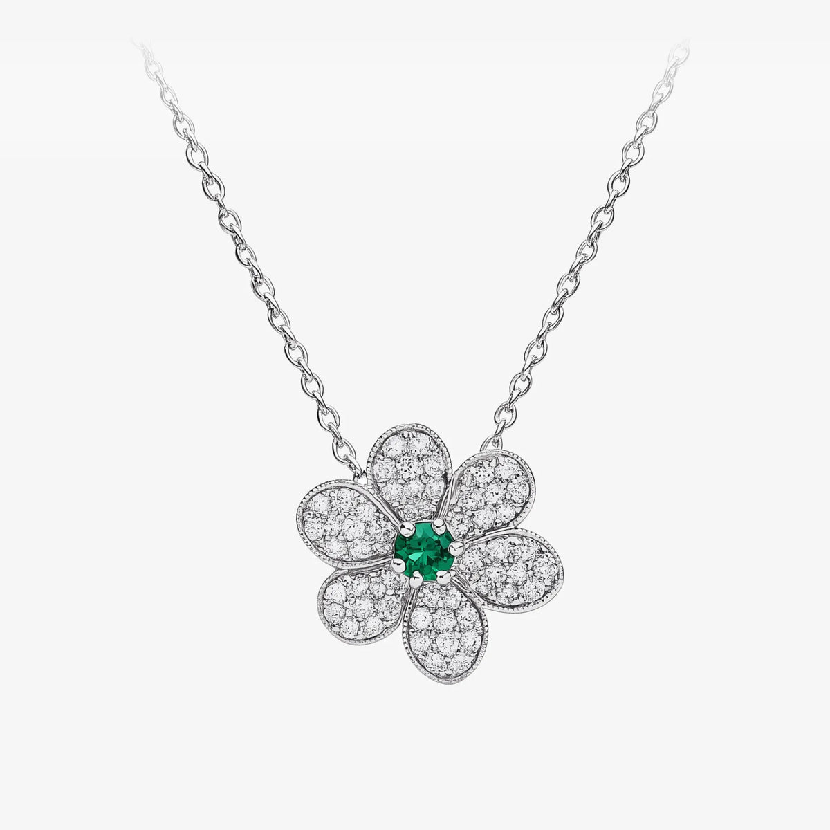 Collier Émeraude Fleur de Cœur Reverie