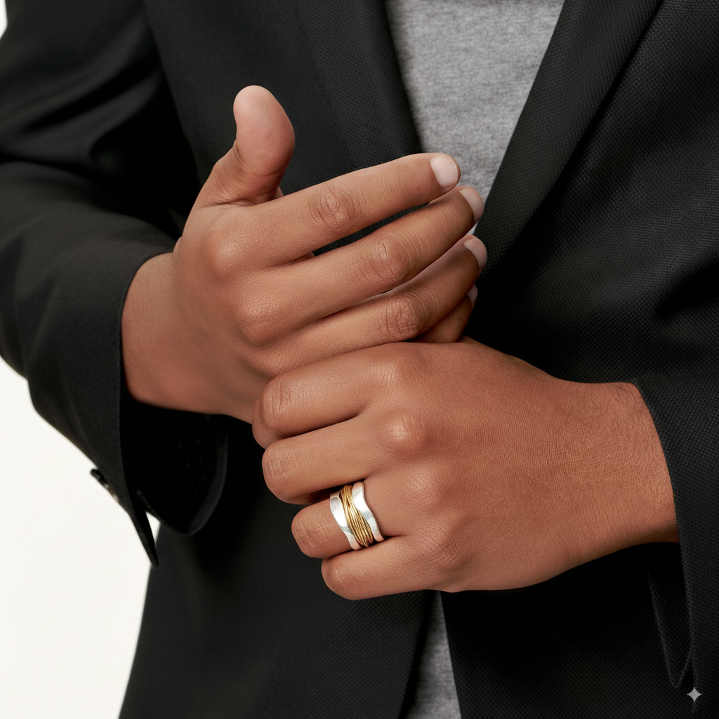 Bague vintage en fil d'argent doré