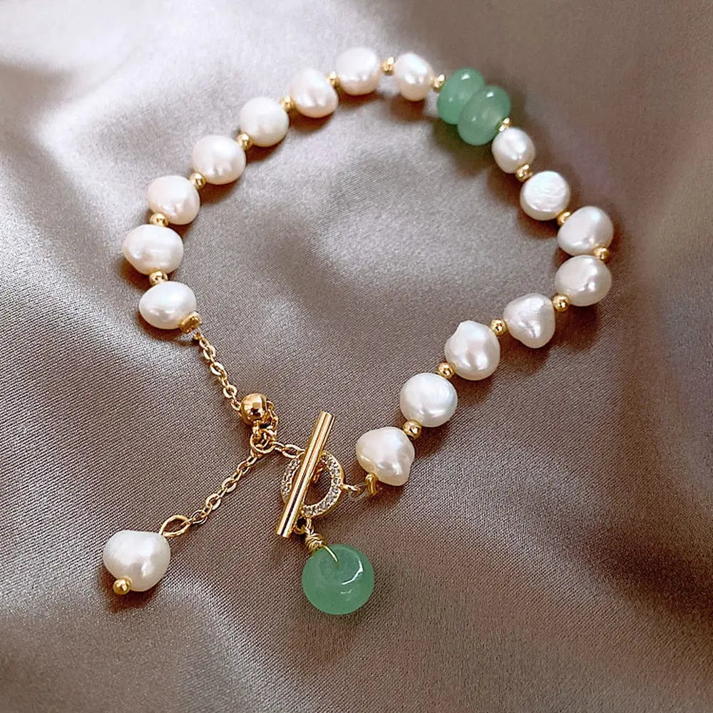 Bracelet naturel en perles et jade