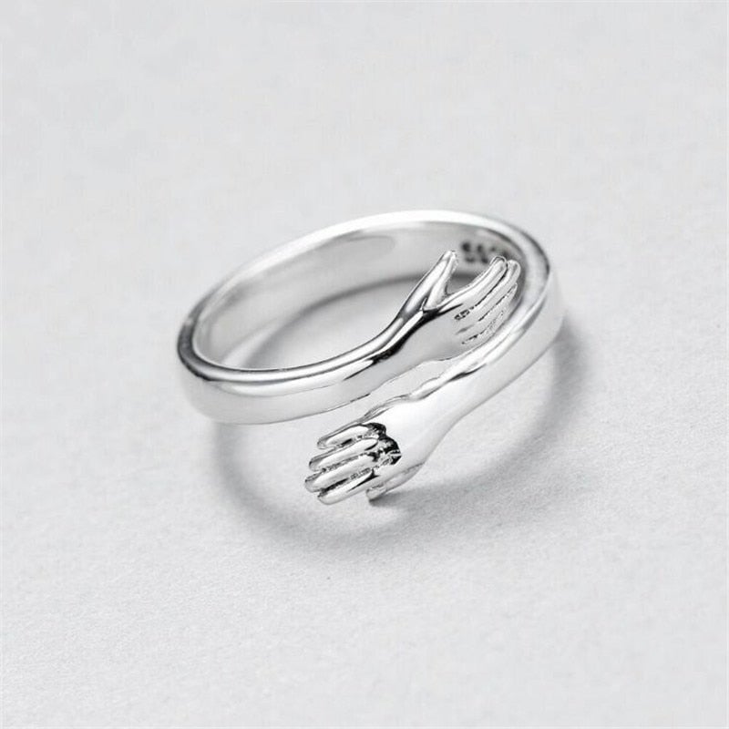 Bague Ajustable Étreinte à Finition Argentée