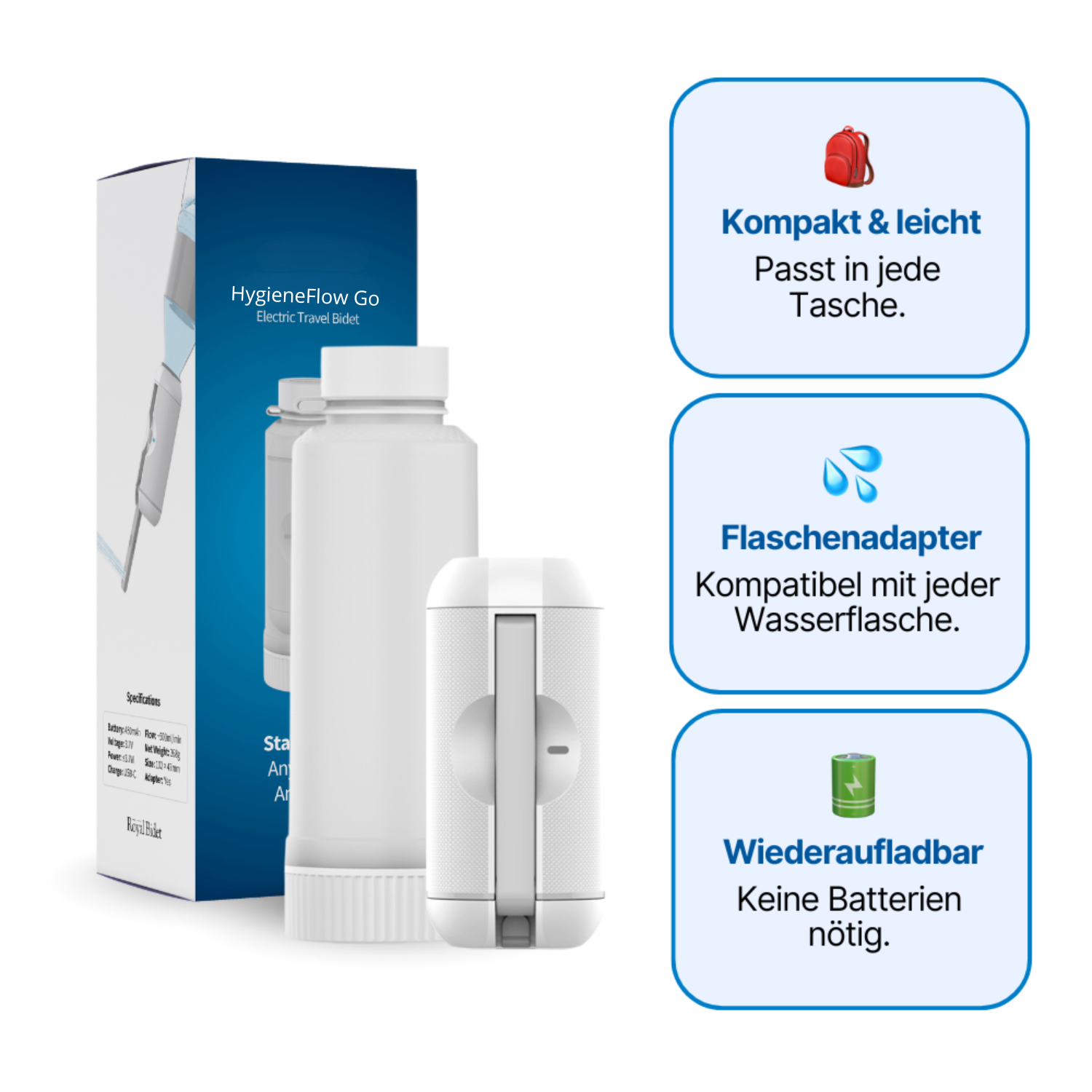 HygieneFlow™ Go – Bidet portable
