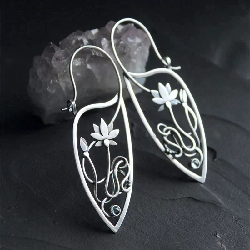 Boucles d'oreilles en argent sterling avec motif fleur de lotus