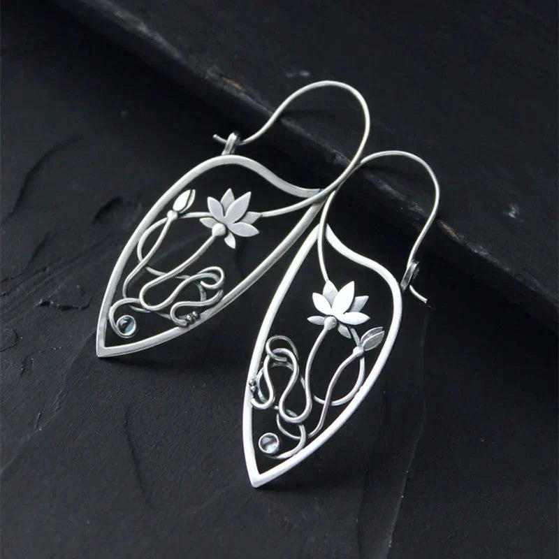 Boucles d'oreilles en argent sterling avec motif fleur de lotus