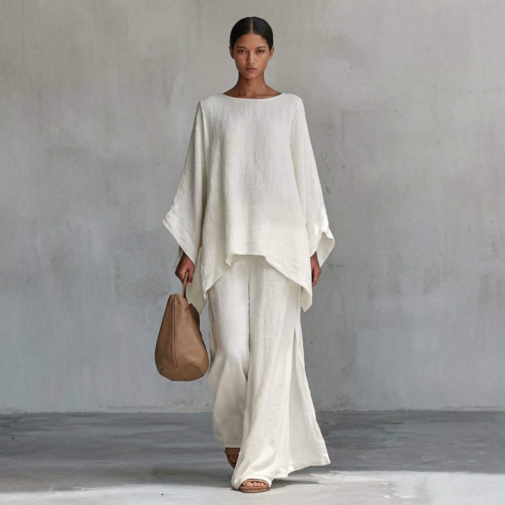 Christine | Zweiteiliges Set mit langärmligem Top und weit geschnittenen Hosen