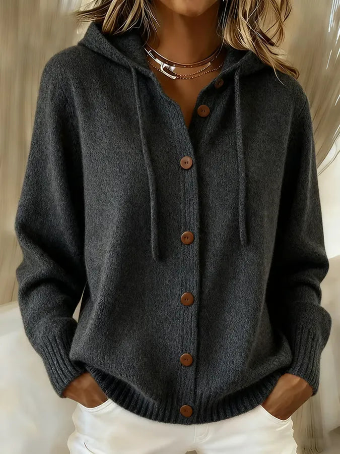 Begoña | Pull en maille avec capuche et boutons