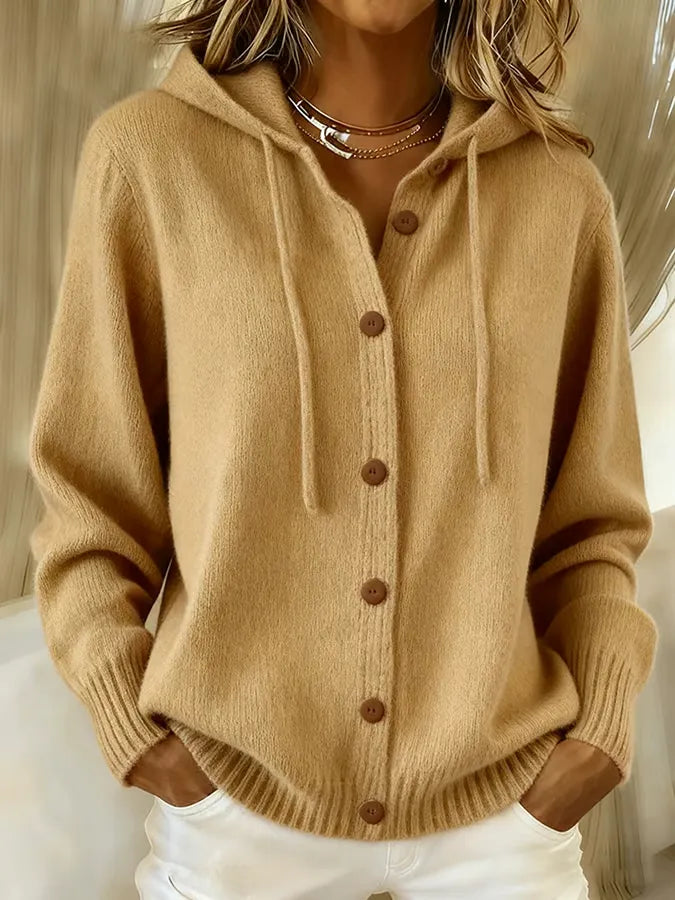 Begoña | Pull en maille avec capuche et boutons