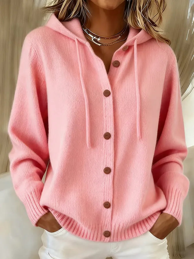 Begoña | Pull en maille avec capuche et boutons