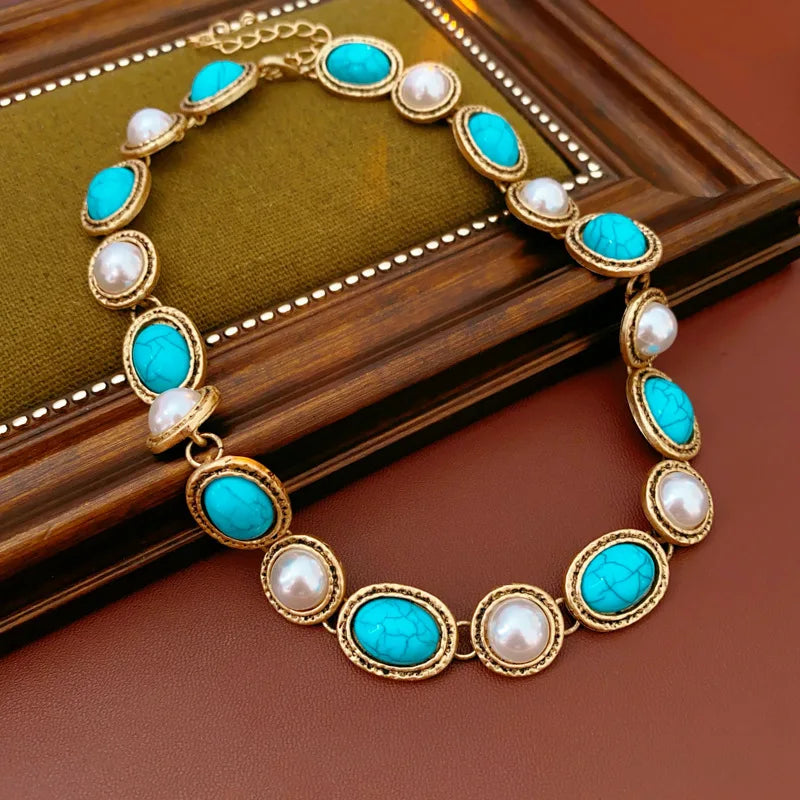 Ensemble de perles turquoise antique