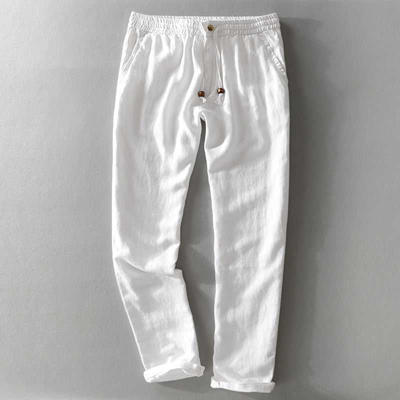 Pantalon Harrington 100% lin avec ceinture élastique confort