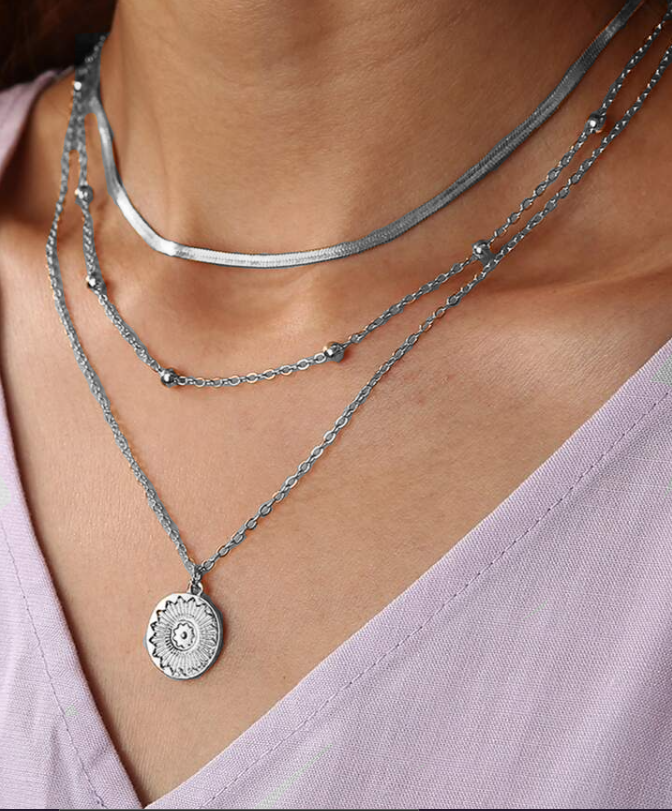 Dreireihige Halskette aus Sterling Silber