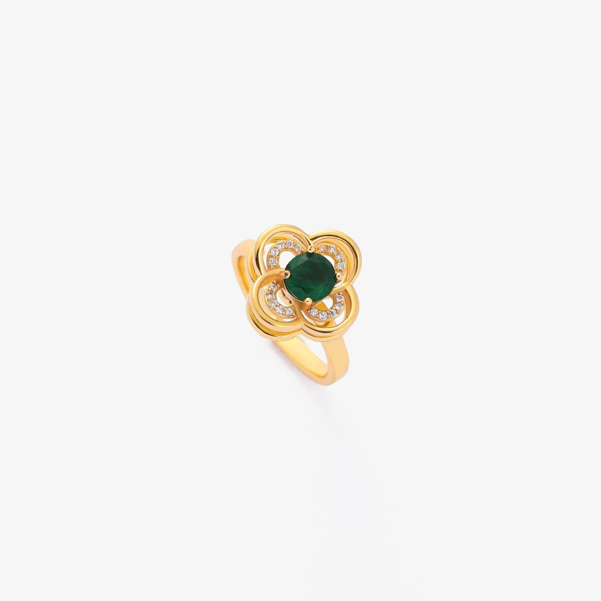 Clover Halo Émeraude Rotating Ring | Or