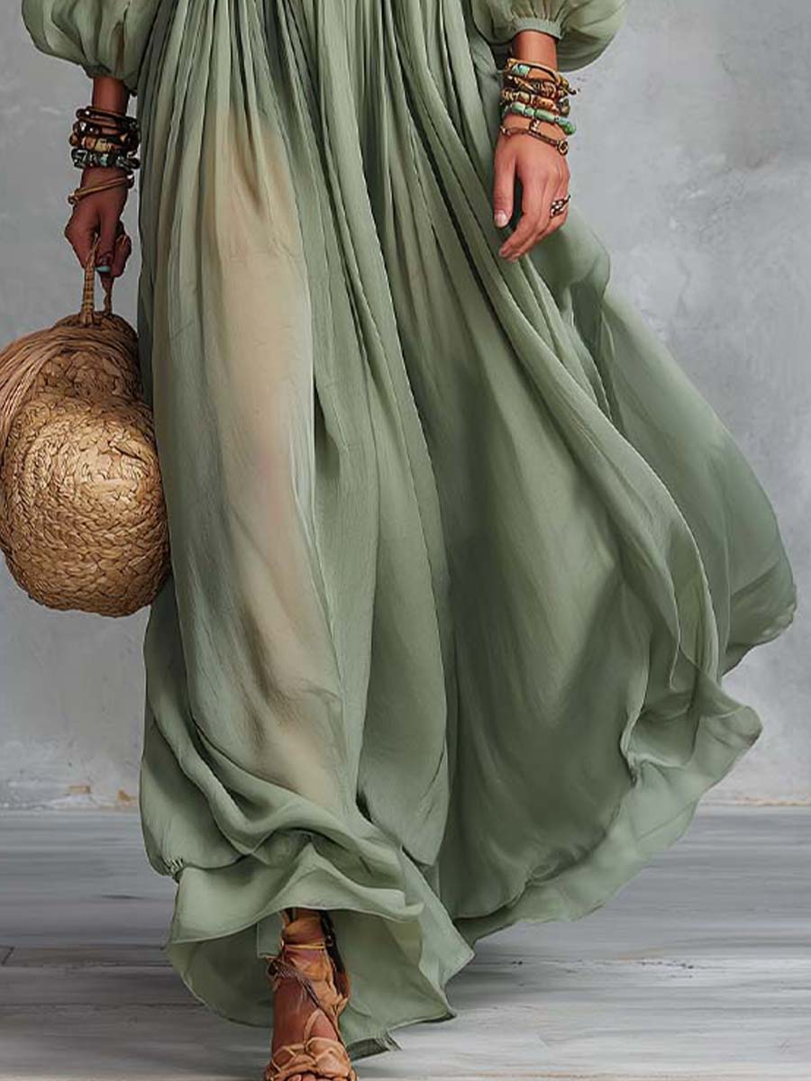 Élodine™ | Böhmisches Maxi-Kleid mit Blumendruck