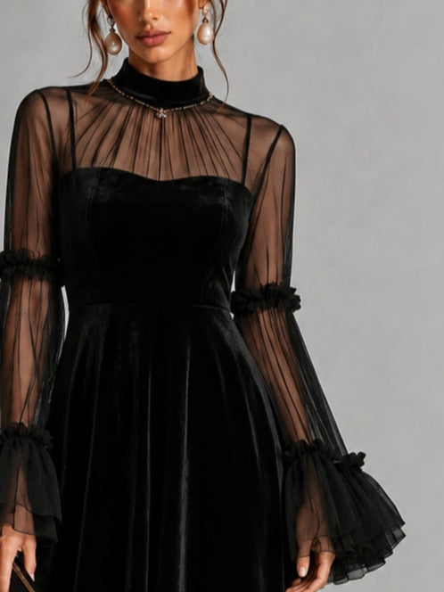 Éléonore | Robe en velours plissée longueur midi