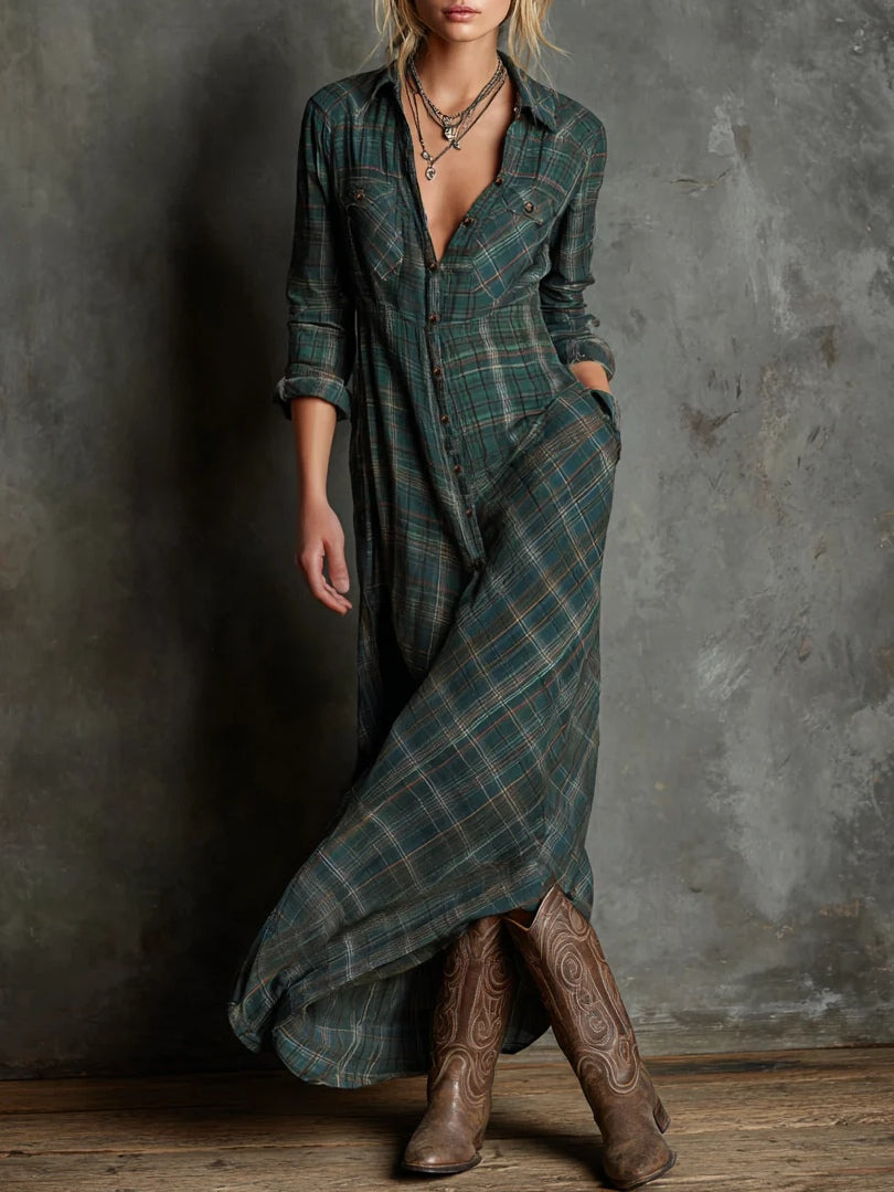 Valentine | Longue Robe à Carreaux