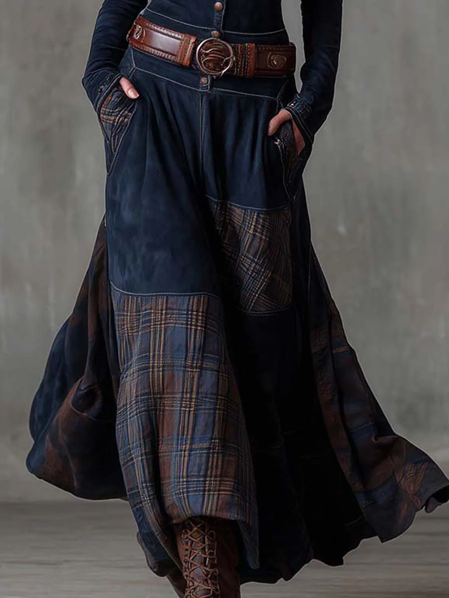Élise | Robe longue effet daim avec ceinture à la taille